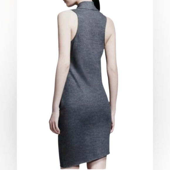 HELMUT LANG Sonar Grey Asymmetrical 100% Wool Sleeveless Dress Women's Size XS - Picture 3 of 16
